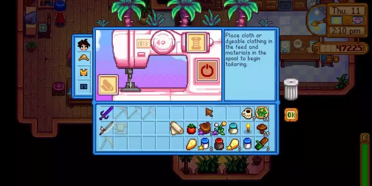 Stardew Valley Sewing Machine Menu