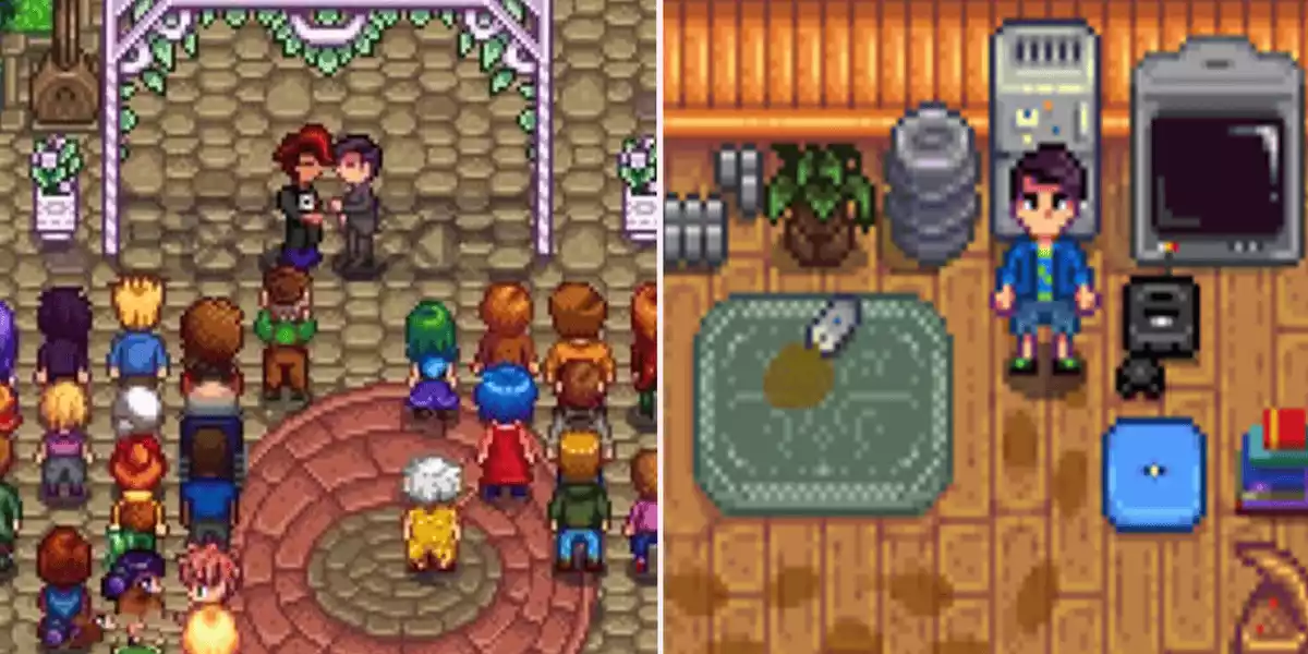 Stardew Valley Shane wedding left Shane spouse room right