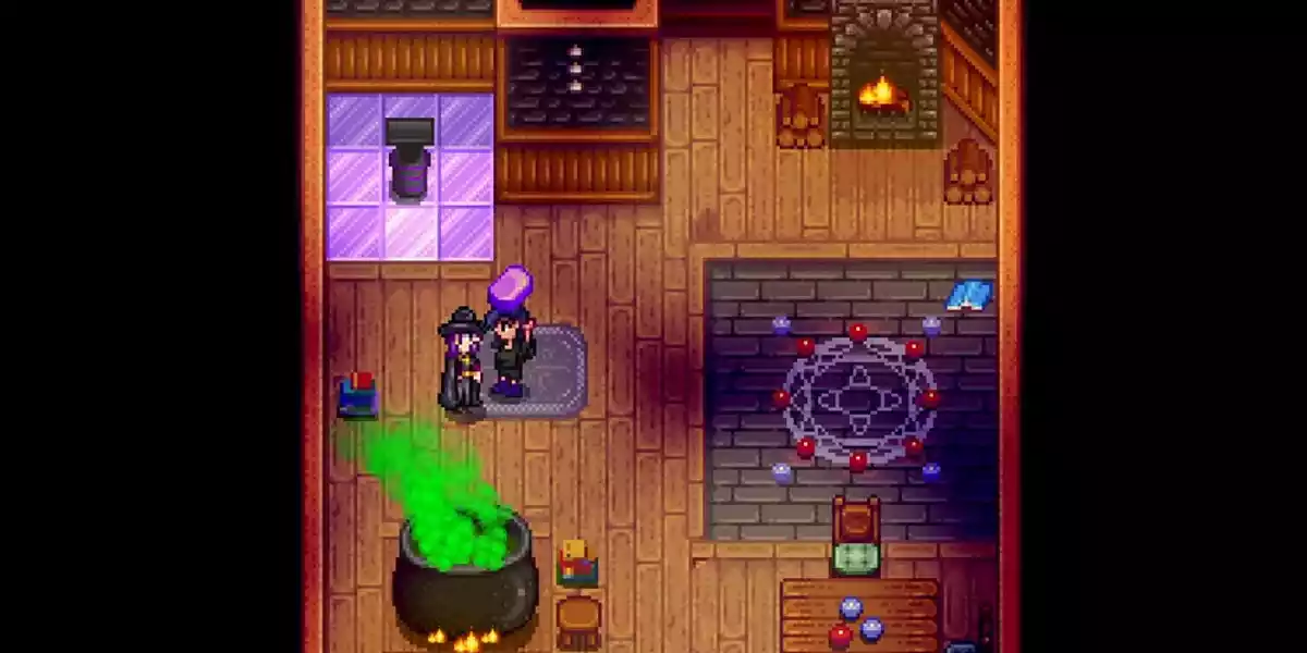 stardew valley player giving the wizard an iridium bar