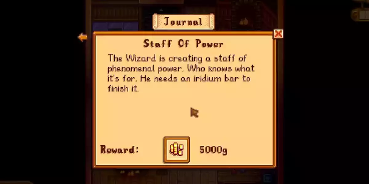 stardew valley staff of power reward screen