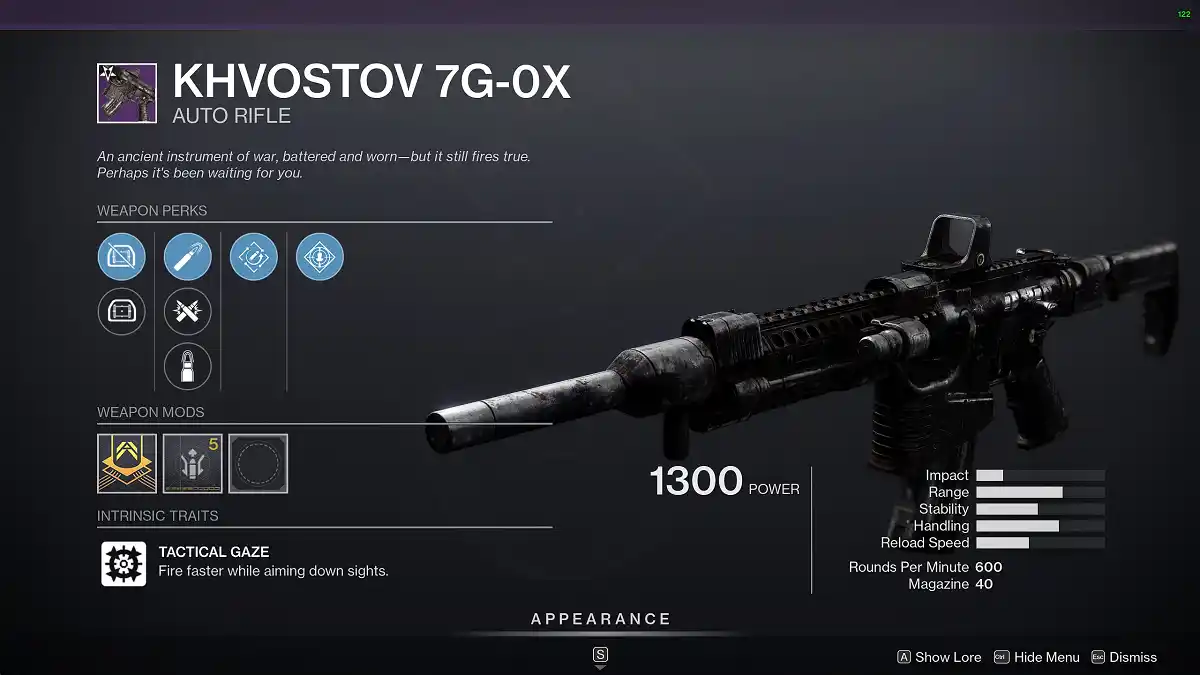 Khvostov 7G 0X arma destiny 2 dados Khvostov 7G 0X arma destiny 2 dados