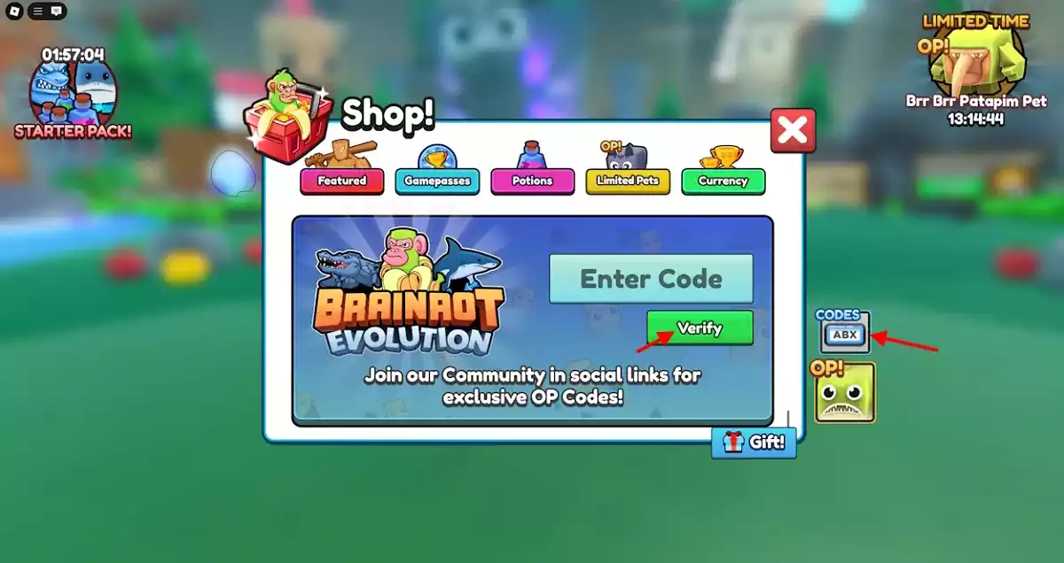 como resgatar Códigos Evolução Brainrot Brainrot Evolution