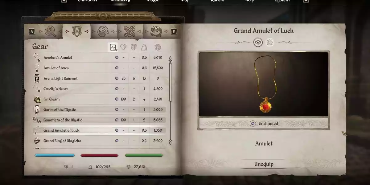 grand amulet of luck oblivion remastered