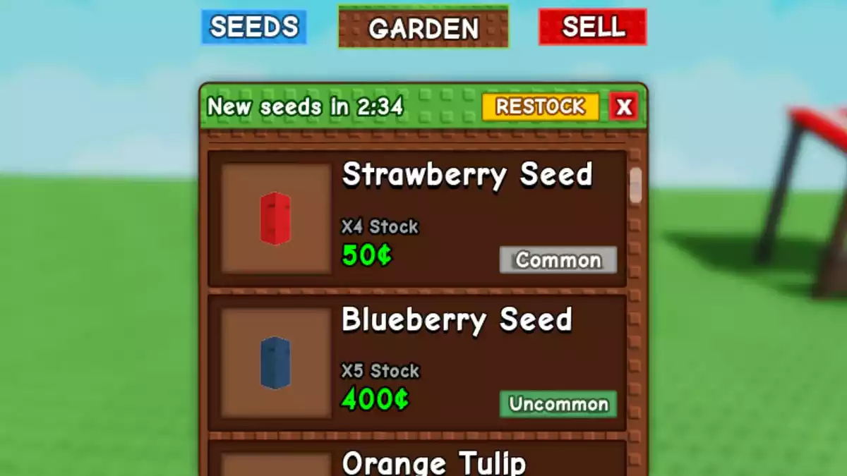 loja de sementes Grow a Garden