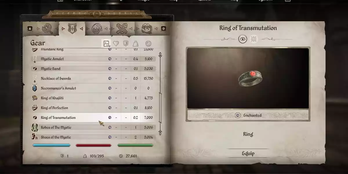ring of transmutation oblivion remastered