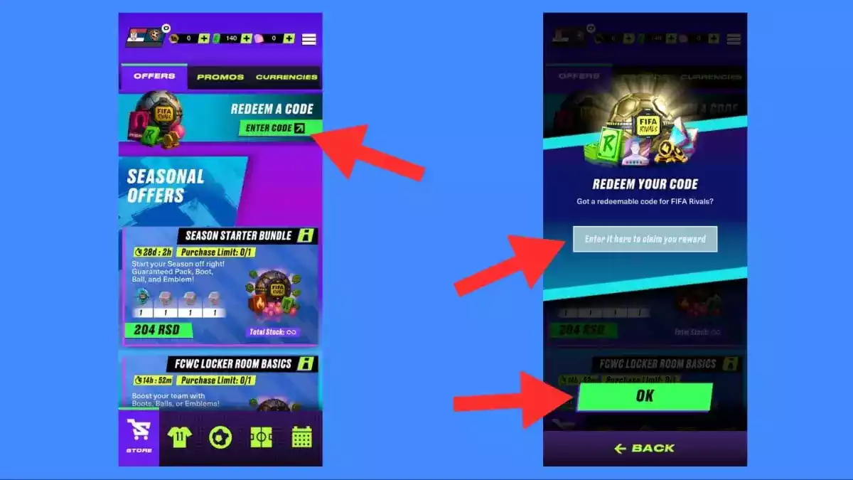 Como resgatar códigos do FIFA Rivals