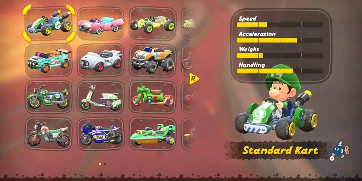 baby luigi stats in mario kart world