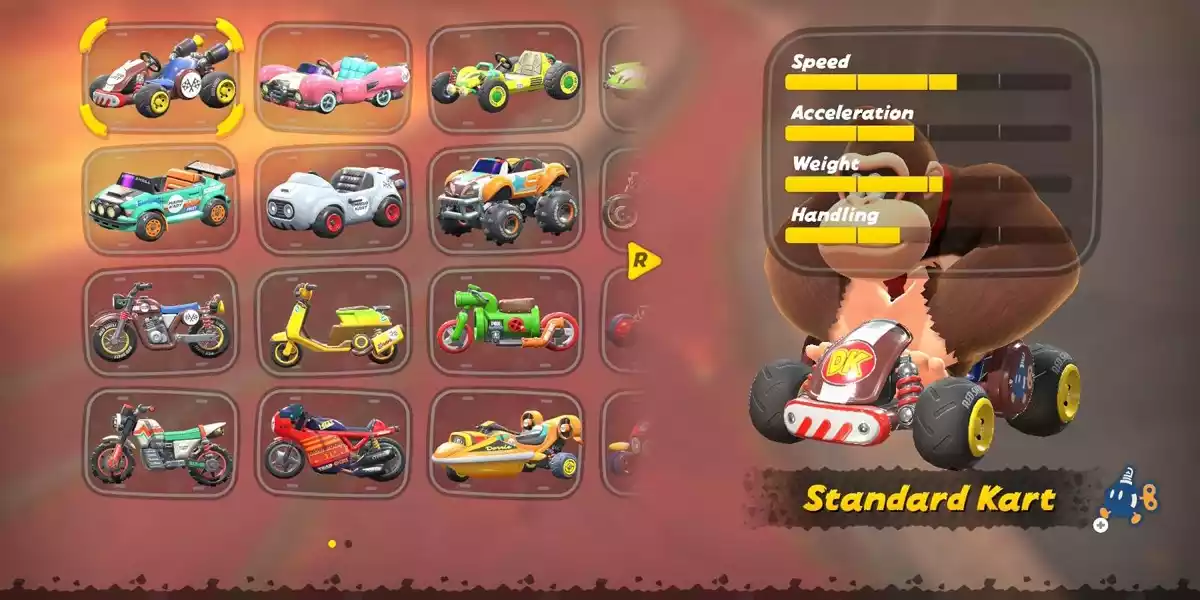 donkey kong stats in mario kart world