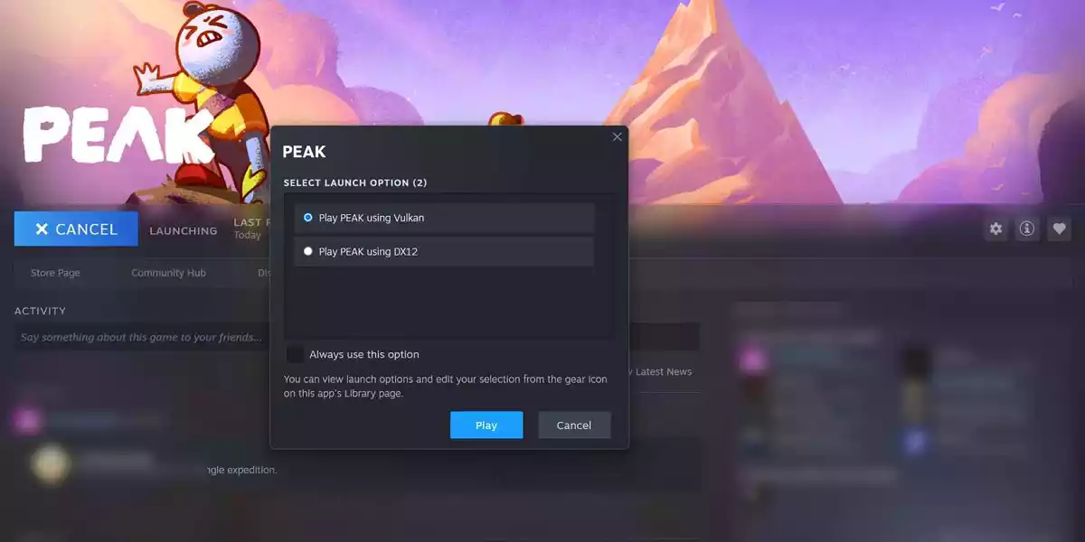 Execute PEAK no modo DX12