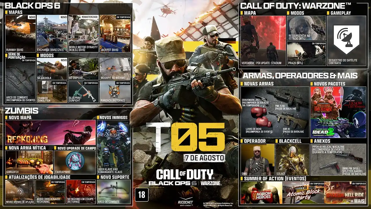 Roteiro temporada 5 Call of Duty Black Ops 6 e Warzone