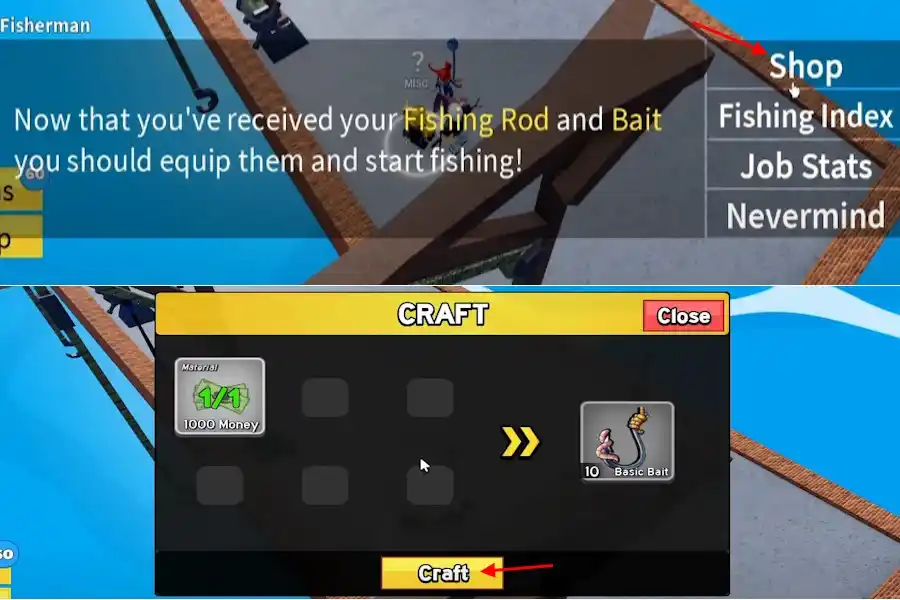 Como comprar iscas de pesca em Blox Fruits Roblox