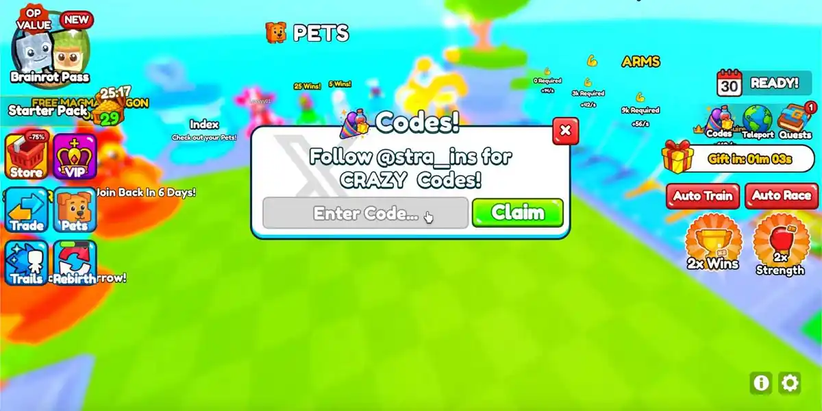 Como resgatar códigos Gym Climb Race Roblox