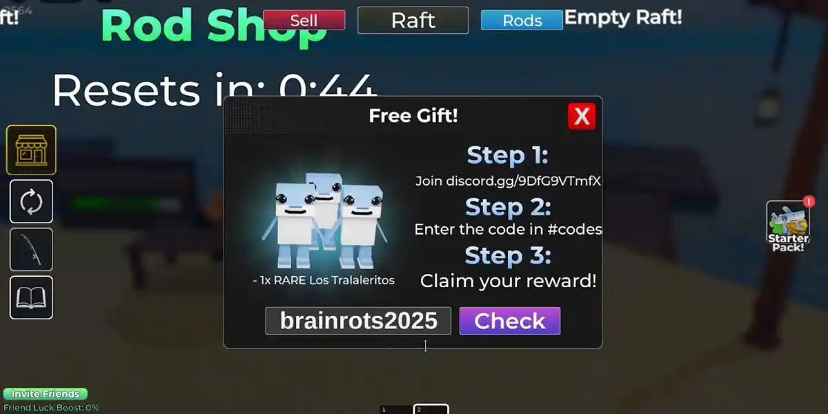 Como resgatar códigos do Fish For Brainrots Roblox
