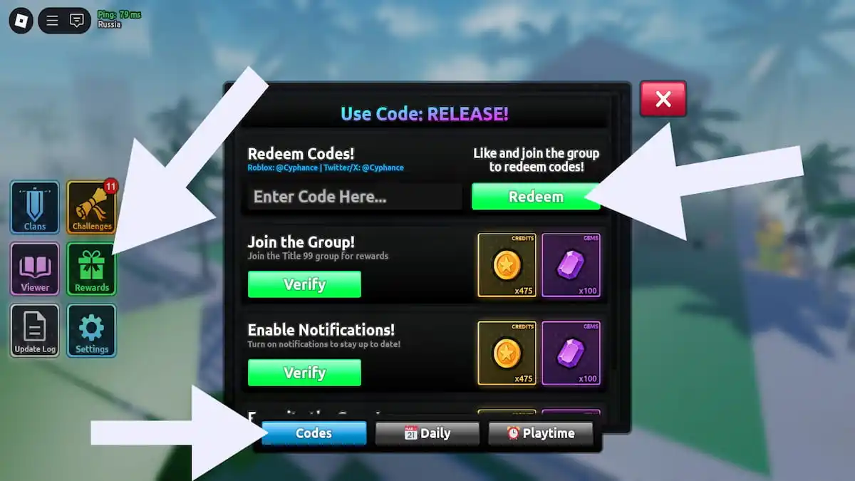 Como resgatar códigos em Blades Roblox