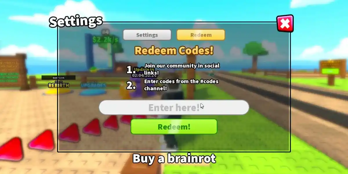 Como resgatar códigos no Bounce A Brainrot Robloxx
