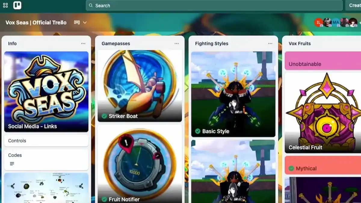 Como usar o Trello de Vox Seas Roblox