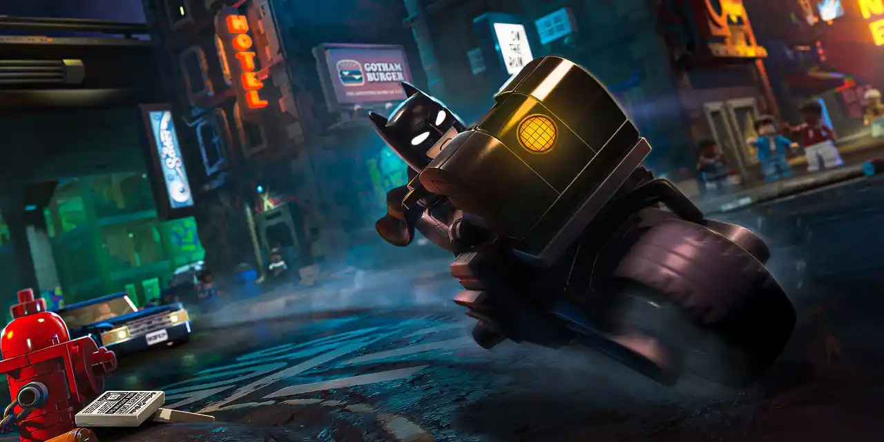 lego batman pilotando batmoto