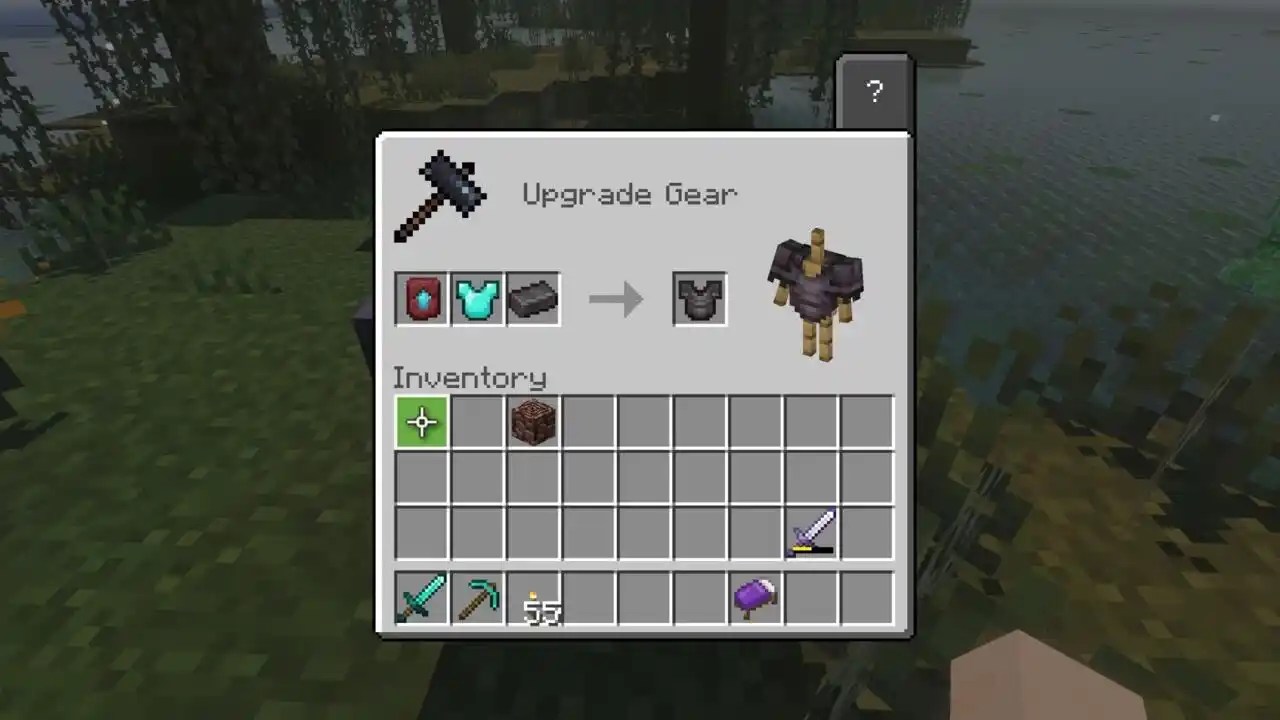 minecraft Forjando a melhoria da armadura Netherita