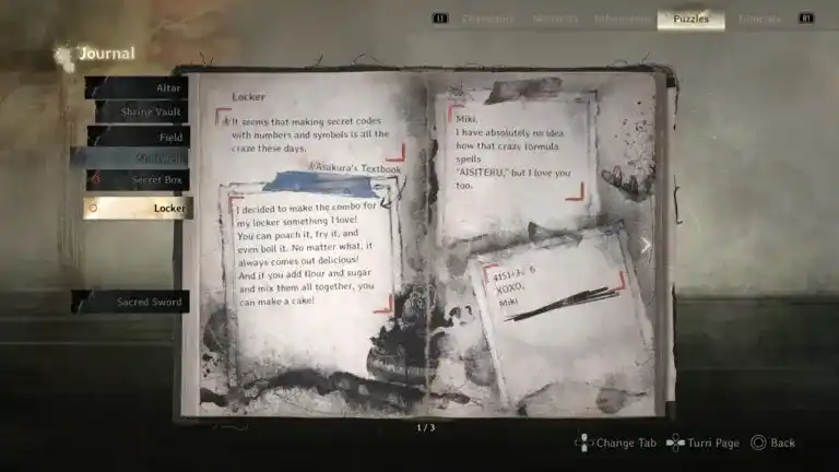 SILENT HILL f Locker puzzle Lost