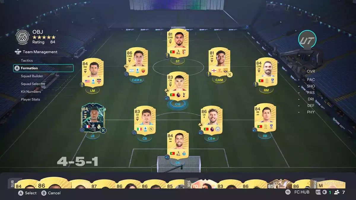 4 5 1 formação EA Sports FC 26