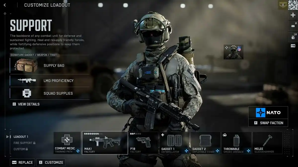 Build de suporte médico de combate agressivo no Battlefield 6