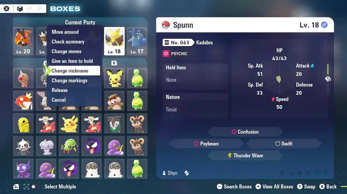 Como dar apelidos a Pokémon em Pokémon Legends ZA