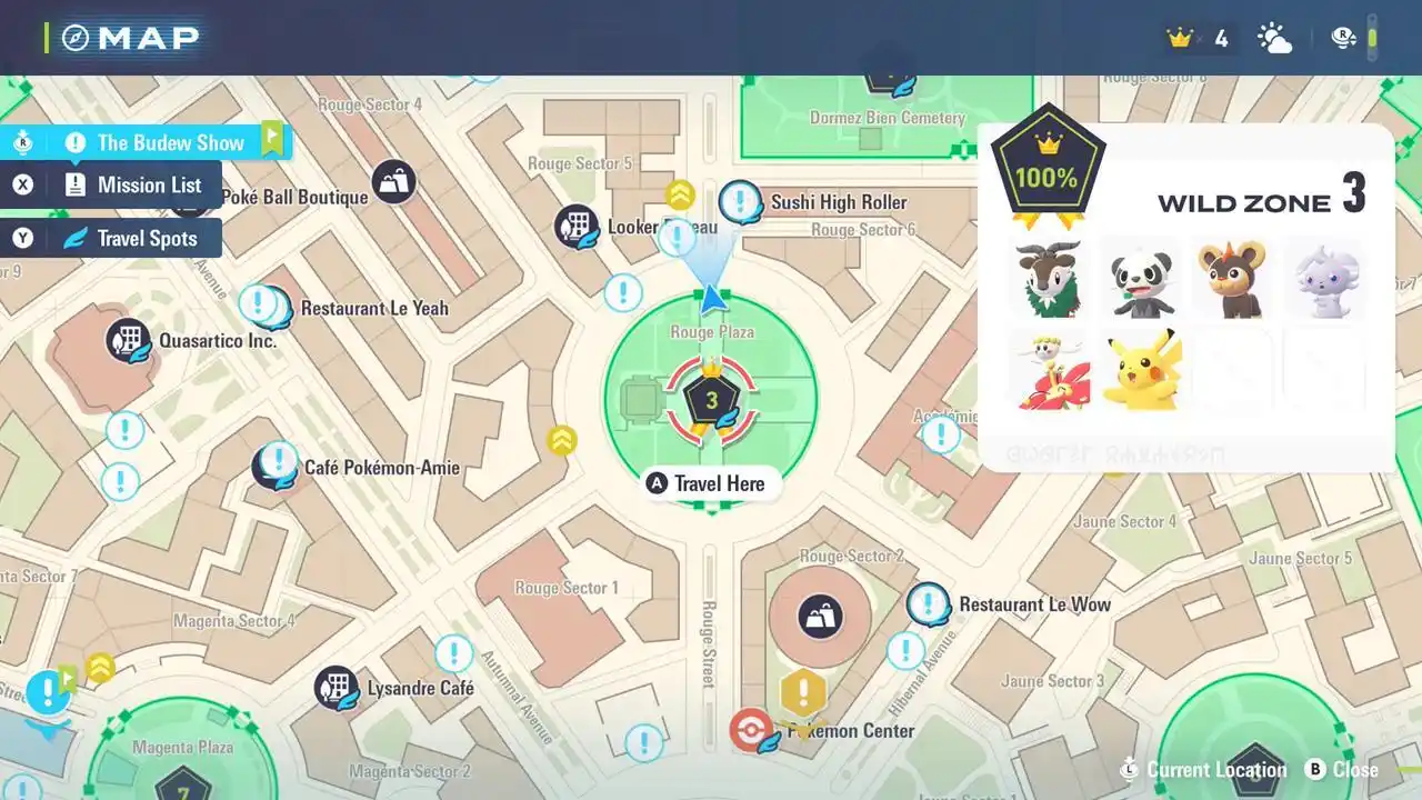 Localização da Zona Selvagem 3 do Pikachu Pokemon legends ZA