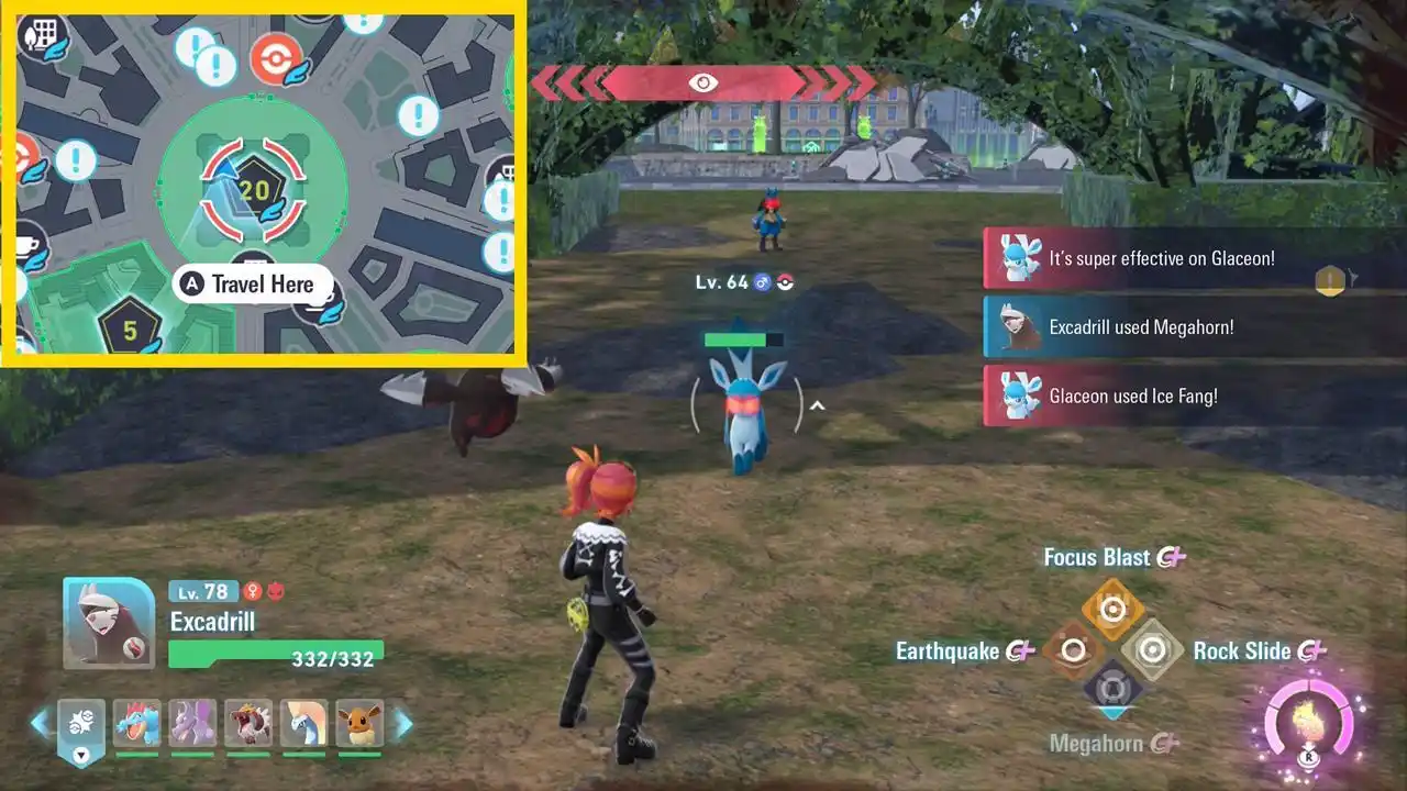 Outros locais de Eevee mais tarde no jogo Pokemon Legends ZA