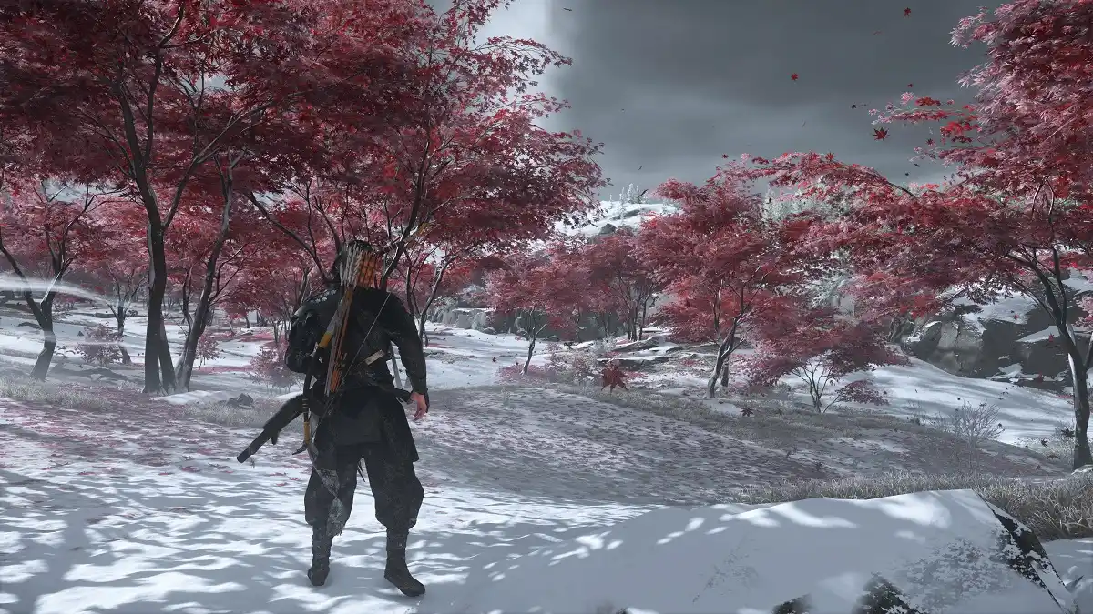 Review Ghost of Yotei Arvores Neve