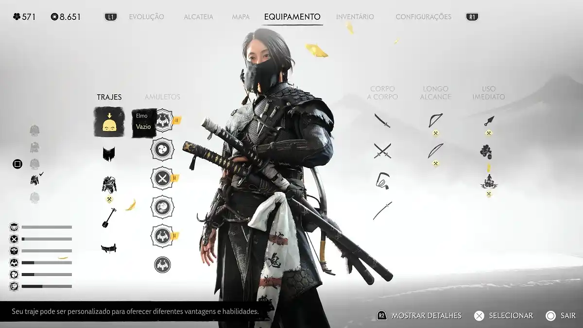 Review Ghost of Yotei Equipamentos