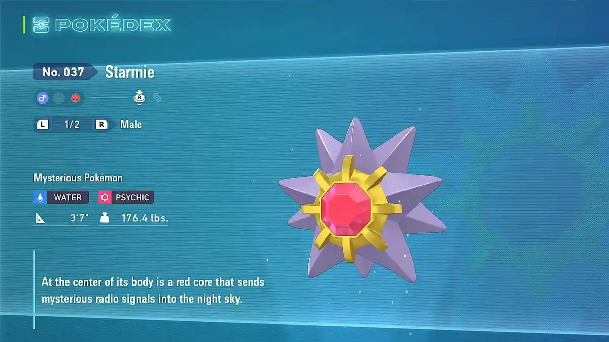 Starmie Pokemon legends ZA mais fortes melhores