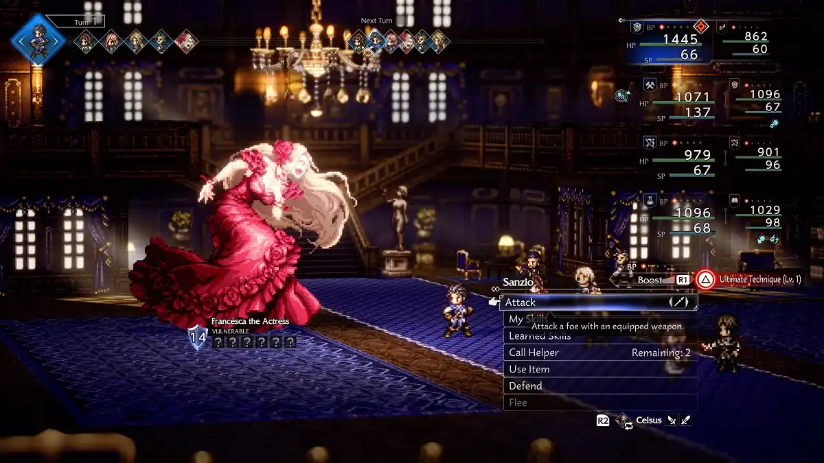 Combate Octopath Traveler 0