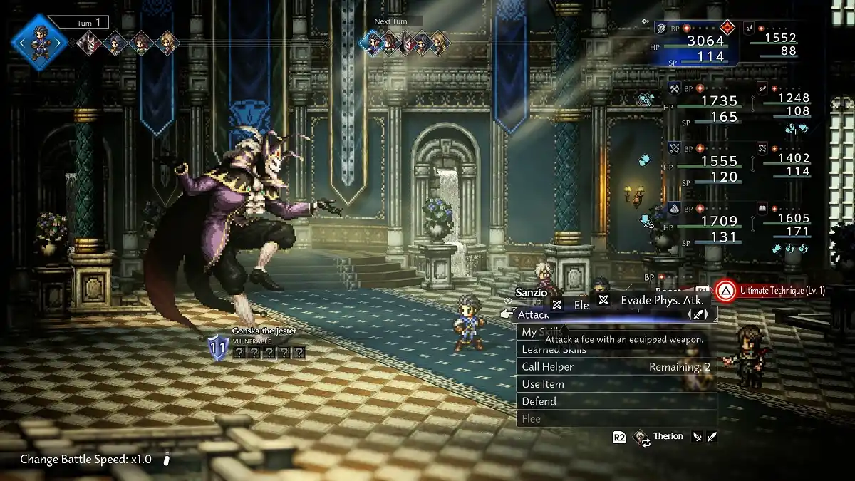 Luta jester Octopath Traveler 0