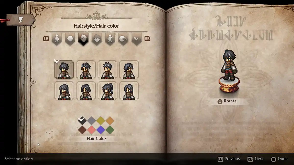 Octopath Traveler 0 Criando personagem