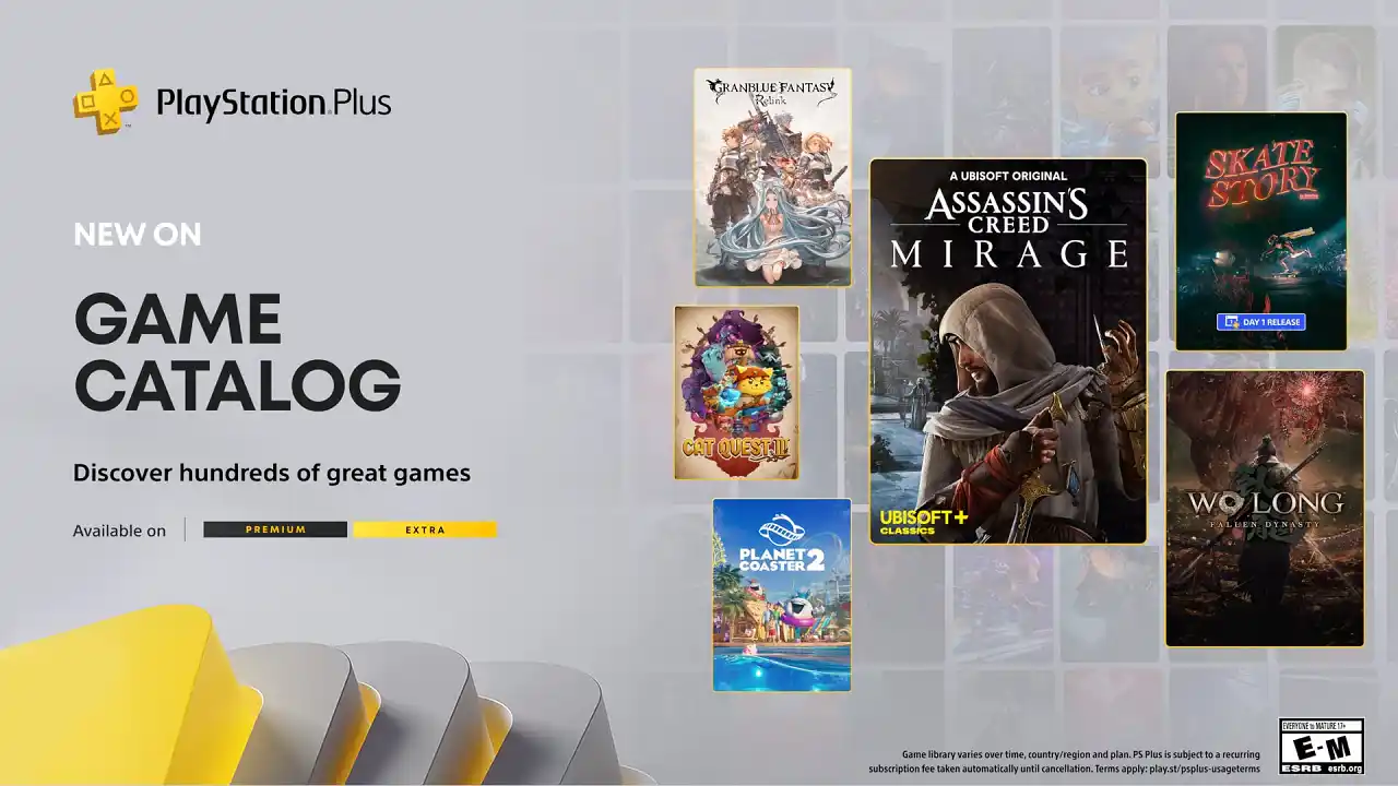 PlayStation Plus revela lista de jogos para de Dezembro; AC Mirage, Wo Long, Skate Story, Granblue Fantasy: Relink e Mais