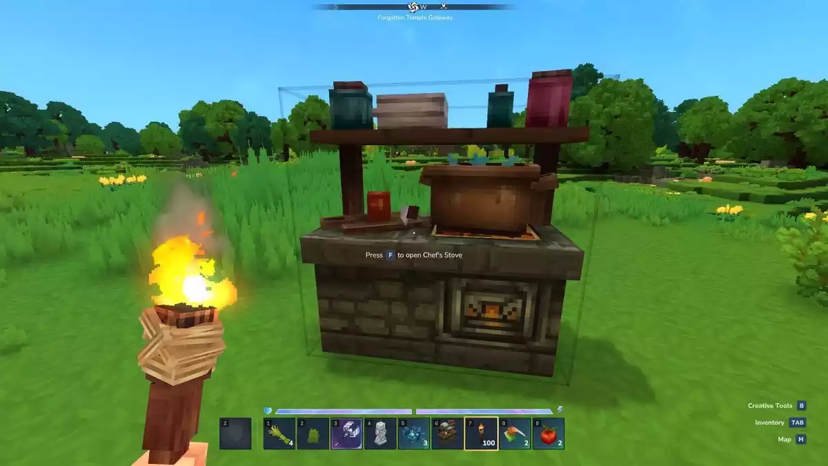 Cozinhando com um fogão de chef Hytale Cozinhando com um fogão de chef Hytale