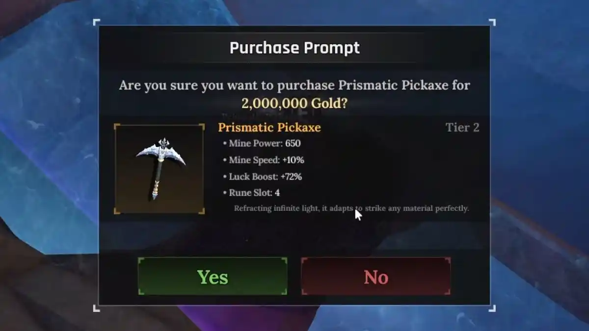 Estatísticas da Picareta Prismática em A Forja Estatísticas da Picareta Prismática em A Forja