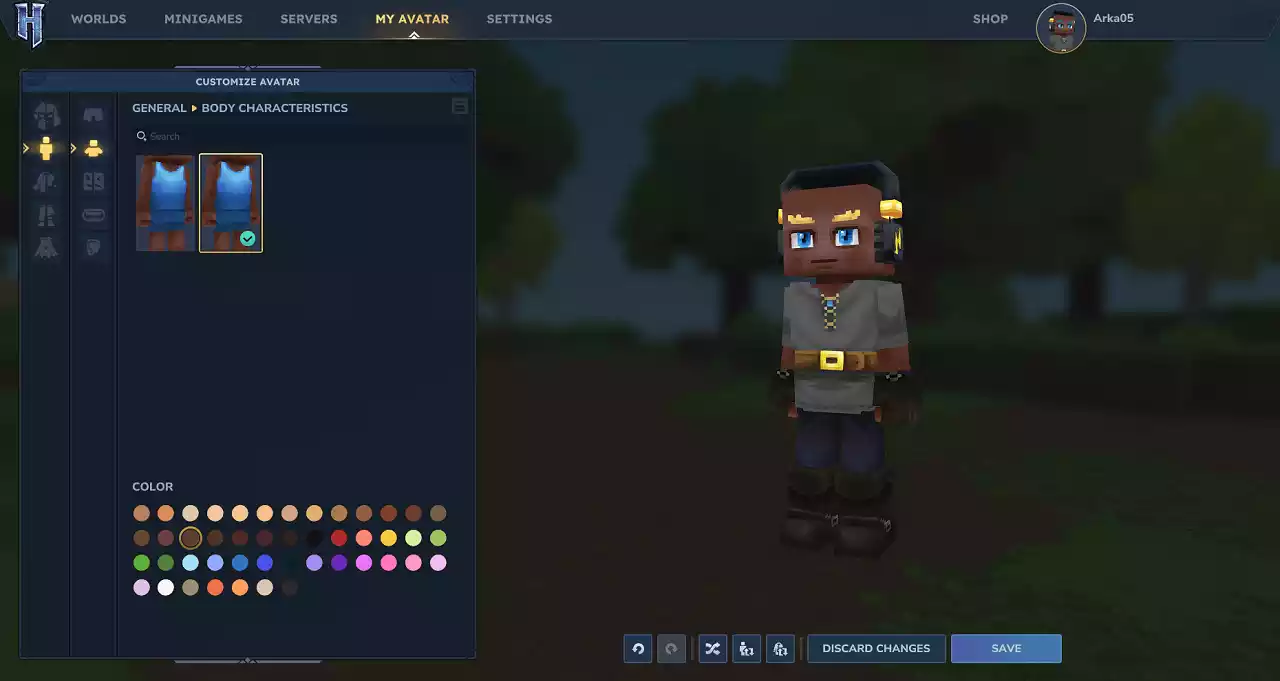 Hytale Como Mudar a Cor da Pele do Avatar