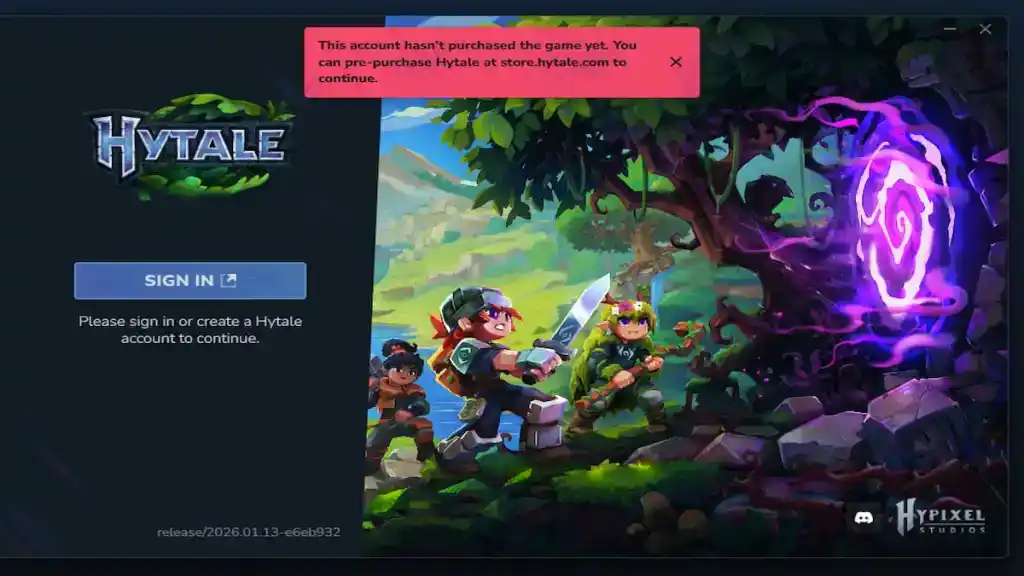 Hytale erro Esta conta ainda não comprou o jogo Hytale Hytale erro Esta conta ainda não comprou o jogo Hytale