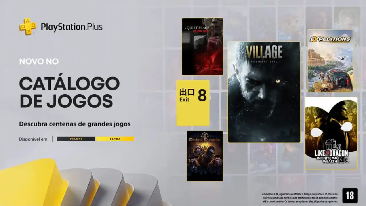 PlayStation Plus revela lista de jogos para de Janeiro 2026; Resident Evil Village, Like a Dragon: Infinite Wealth, Expeditions: A MudRunner Game e Mais