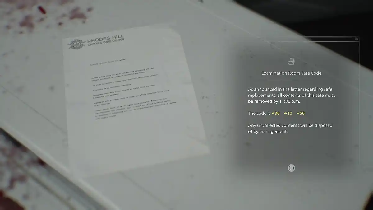 Cofre 2 Sala de Exames Resident Evil Requiem Cofre 2 Sala de Exames Resident Evil Requiem