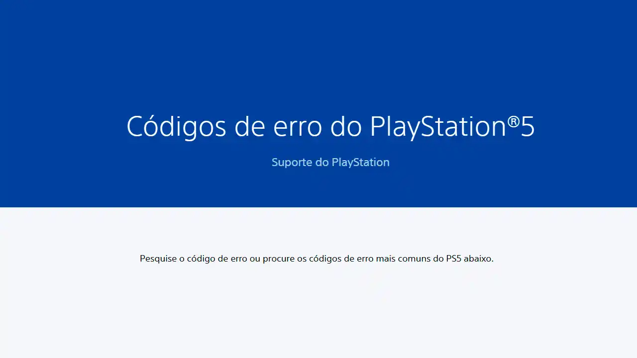 Erros PS5 Códigos Tipos Gerais Erros PS5 Códigos Tipos Gerais