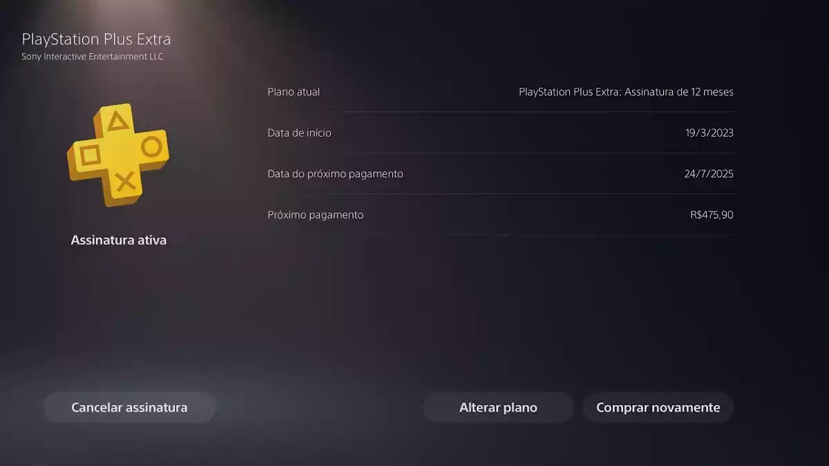 PS Plus Tela Cancelamento Alterar Plano PS Plus Tela Cancelamento Alterar Plano