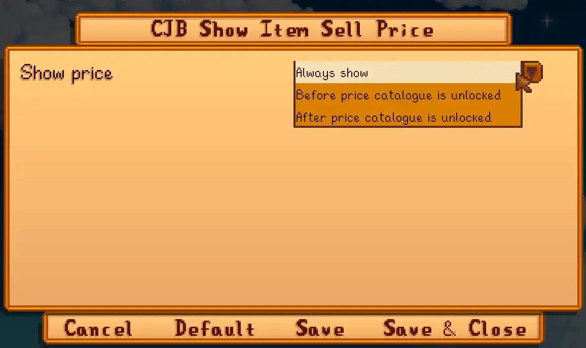 CJB Show Item Sell Price mod stardew valley CJB Show Item Sell Price mod stardew valley