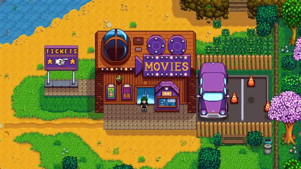visitando o cinema no Stardew Valley visitando o cinema no Stardew Valley