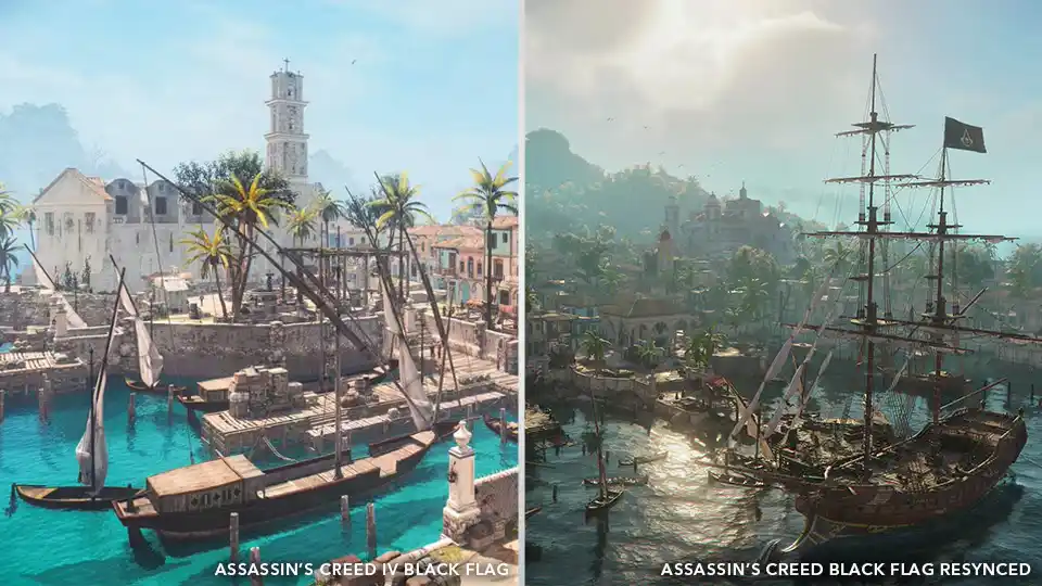 AC Black Flag Resynced visual comparacao original AC Black Flag Resynced visual comparacao original