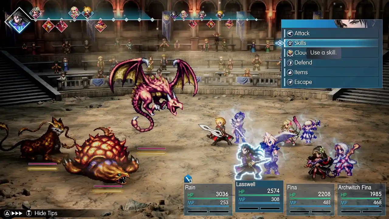 Final Fantasy Resonance lutando no coliseu arena Final Fantasy Resonance lutando no coliseu arena