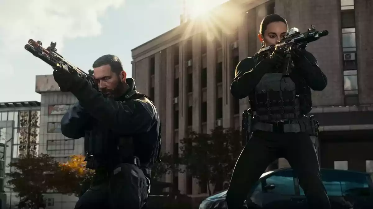 Price e Aliada com armas apontadas Call of Duty Modern Warfare 4 Price e Aliada com armas apontadas Call of Duty Modern Warfare 4
